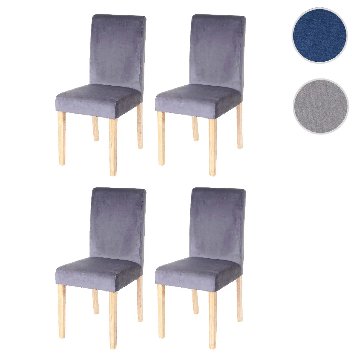 Mendler Gris Chaises Littau, Velours - (Lot De 4)