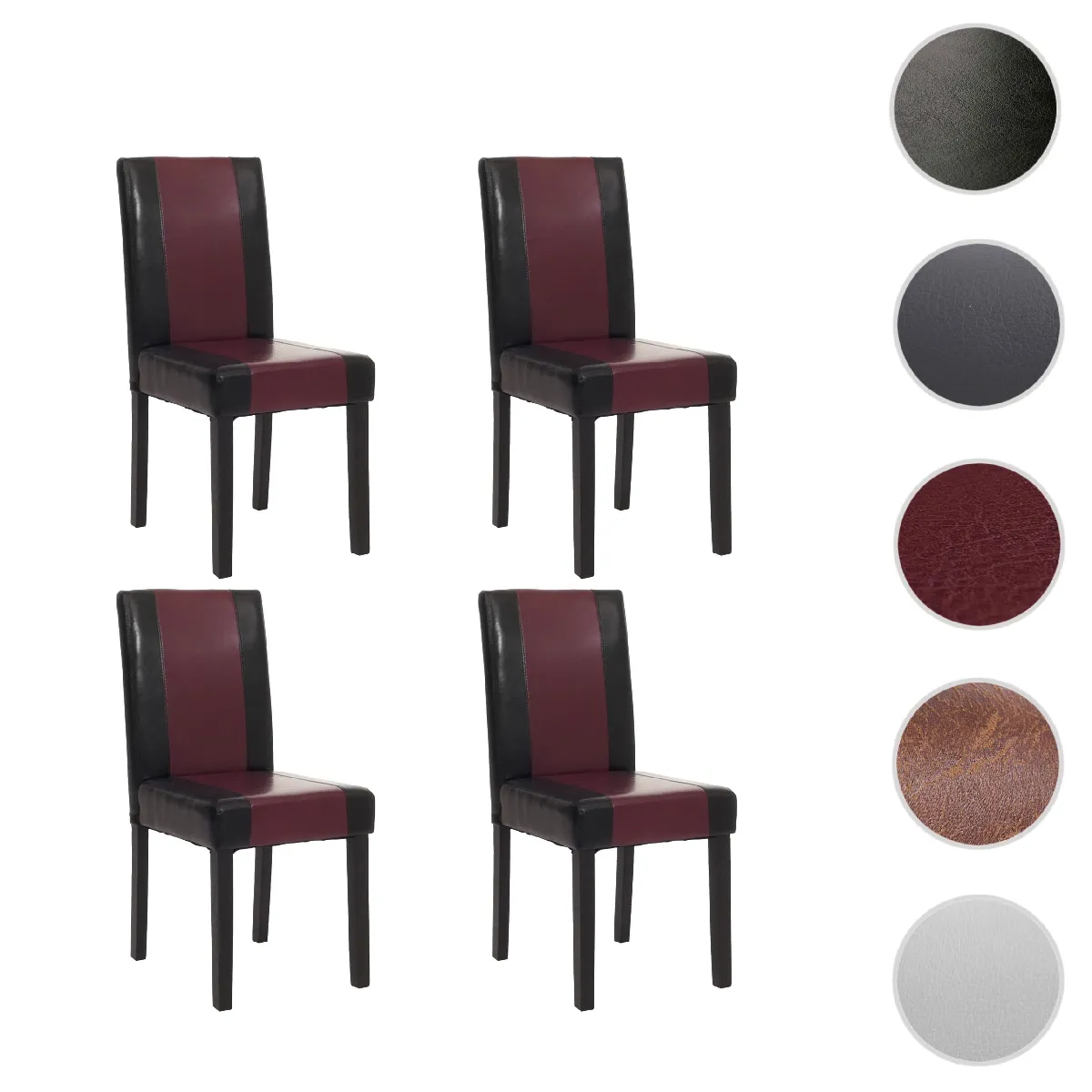 Mendler Noir/Rouge Lot De 4 Chaises Littau