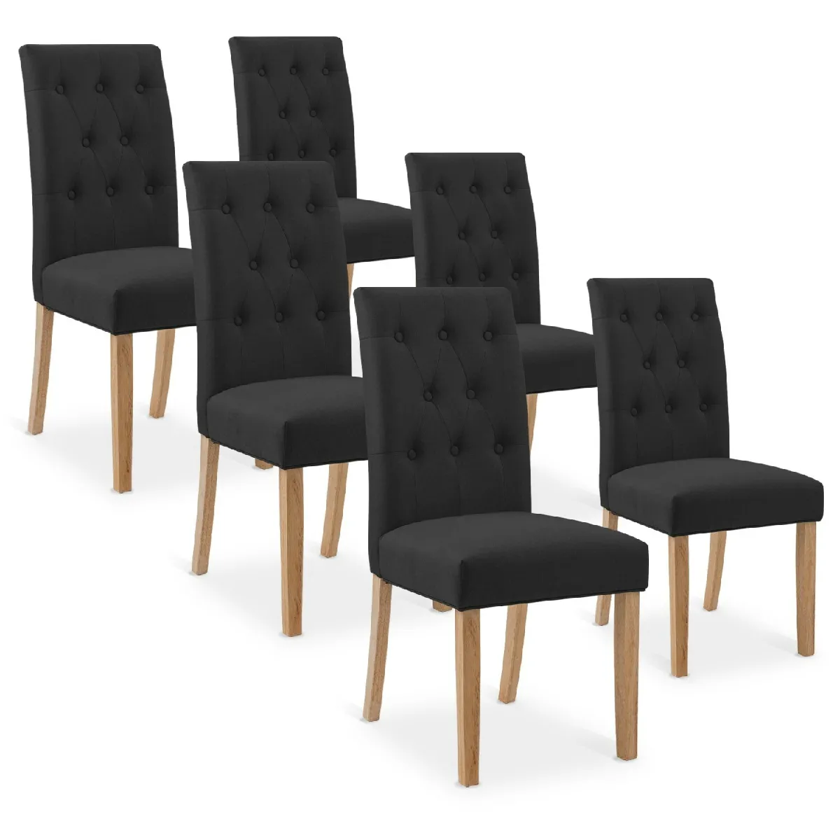 Lot de 6 chaises Gaya - Tissu noir