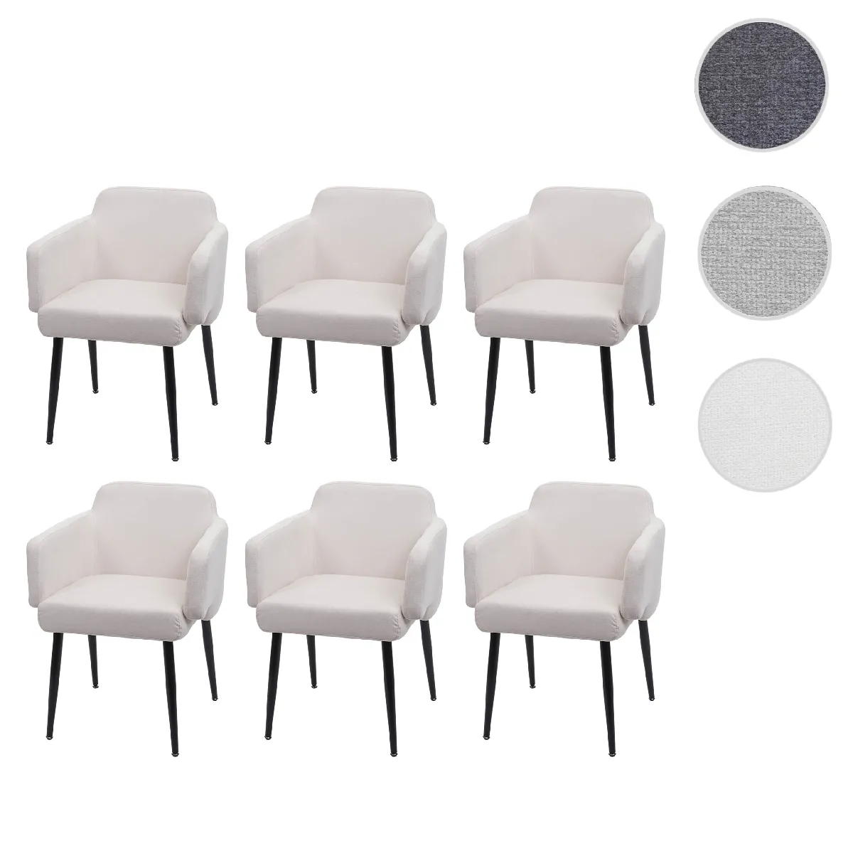 Mendler Blanc Chaises Salle À Manger Hwc-L13 - Crème - Lot De 6