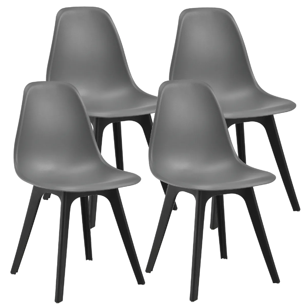 En Casa Set 4 Chaises Brevik - Gris Noir