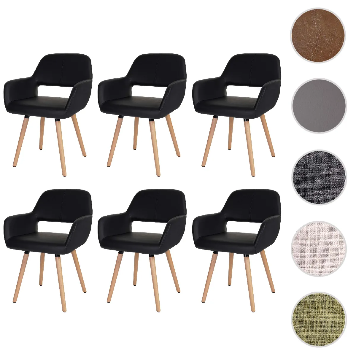 Mendler Altena II - Lot de 6 chaises - Noir