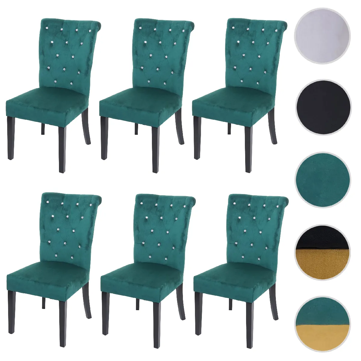 Mendler Chaise HWC-D22 - Velours Vert Foncé Mendler Chaise HWC-D22 - Velours Vert Foncé