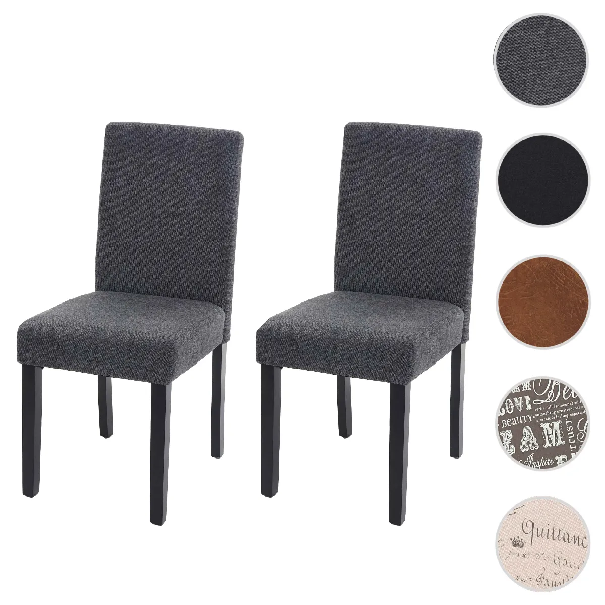 Mendler Gris Chaises Littau Lot De 2 - Anthracite