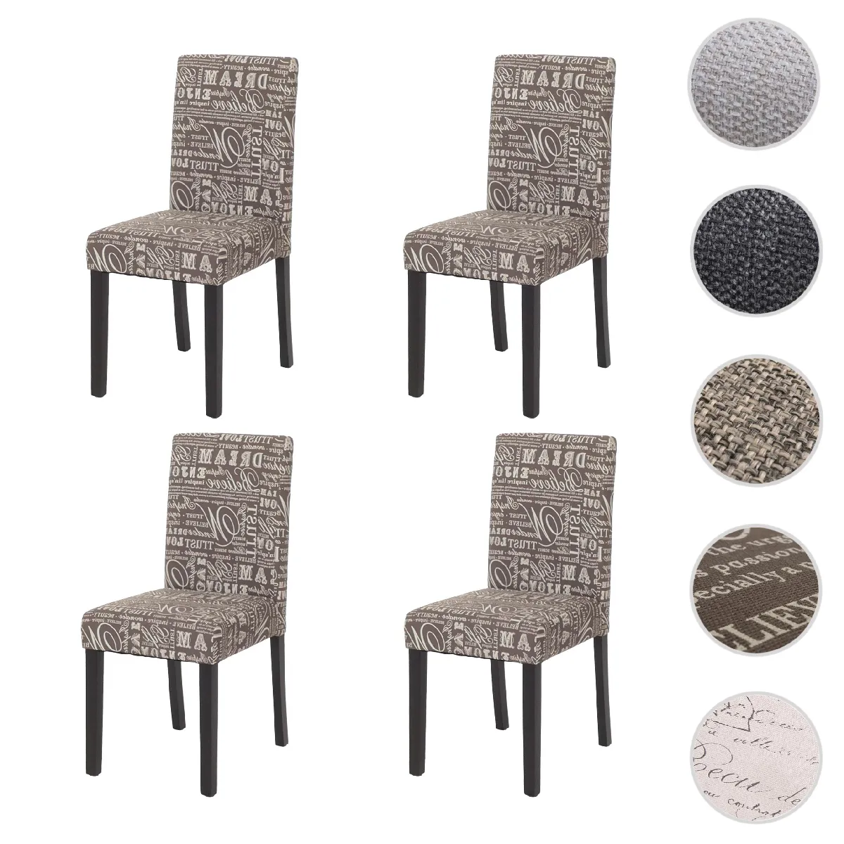 Mendler Gris Littau Lot 4 Chaises - Tissu
