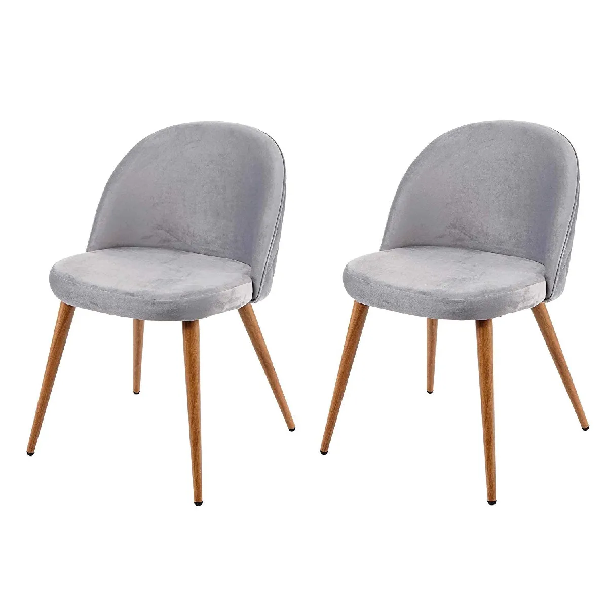 Decoshop26 Chaises Lot de 2 - Gris Velours