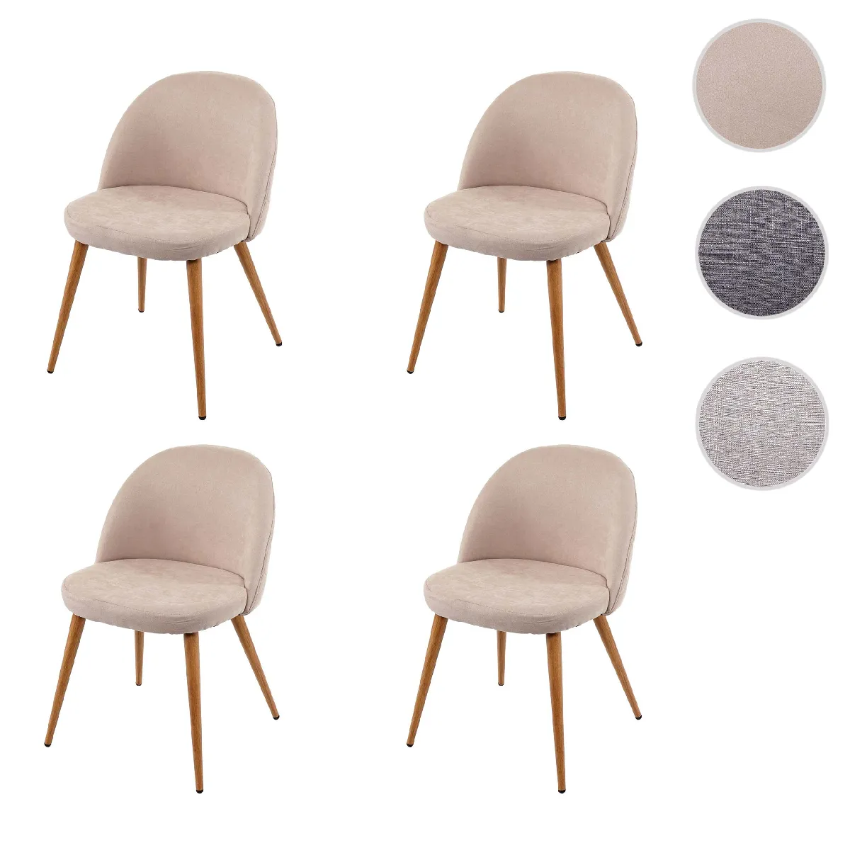 Mendler Beige 4X Chaise Hwc-D53 Rétro Tissu