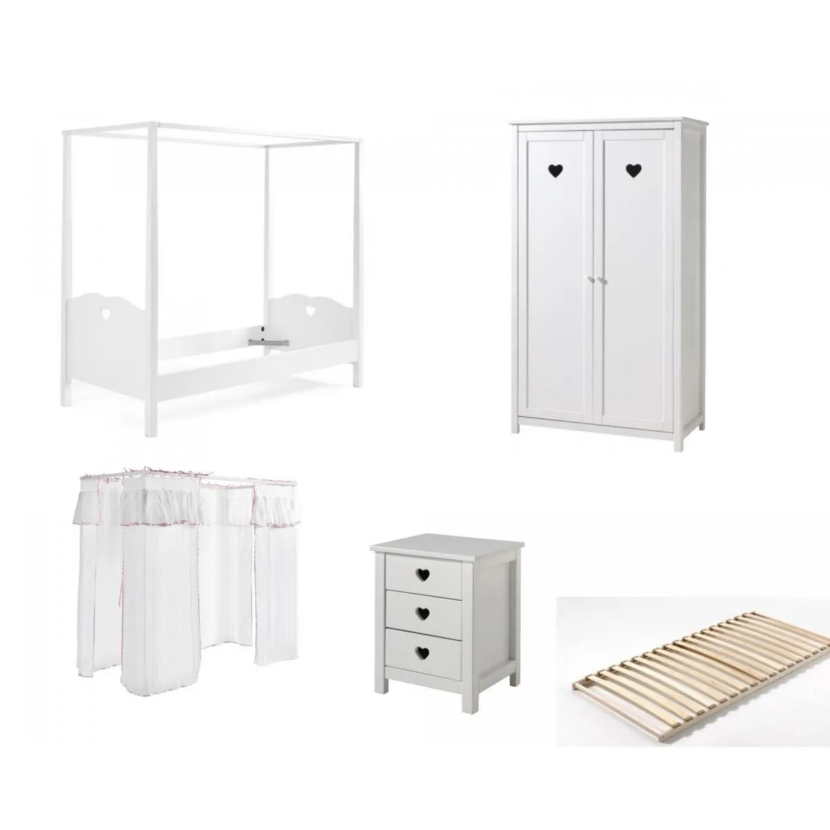 Vipack Chambre enfant lit baldaquin - Blanc Vipack Chambre enfant lit baldaquin - Blanc