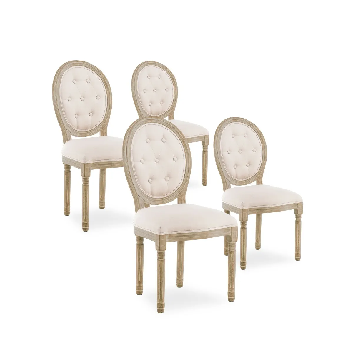 Lot de 4 Chaises Médaillon - Beige