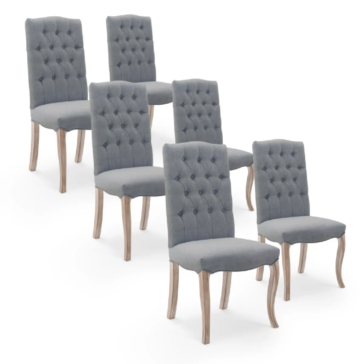 Chaise Capitonnée Jade - Lot de 6 - Gris