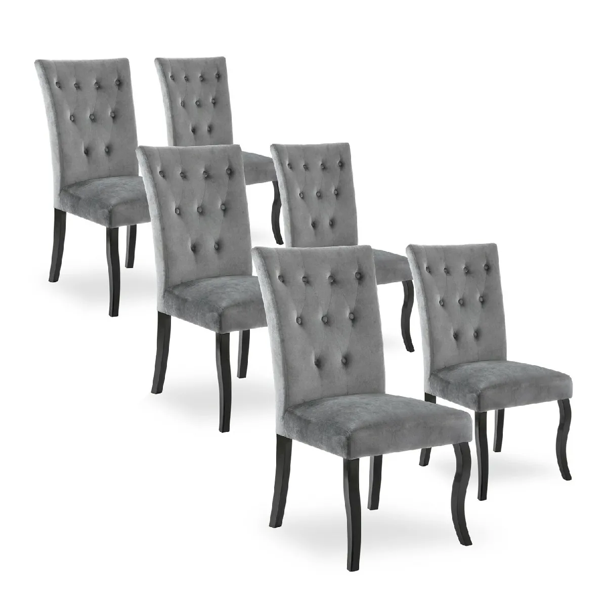 Lot de 6 chaises Chaza - Velours Gris