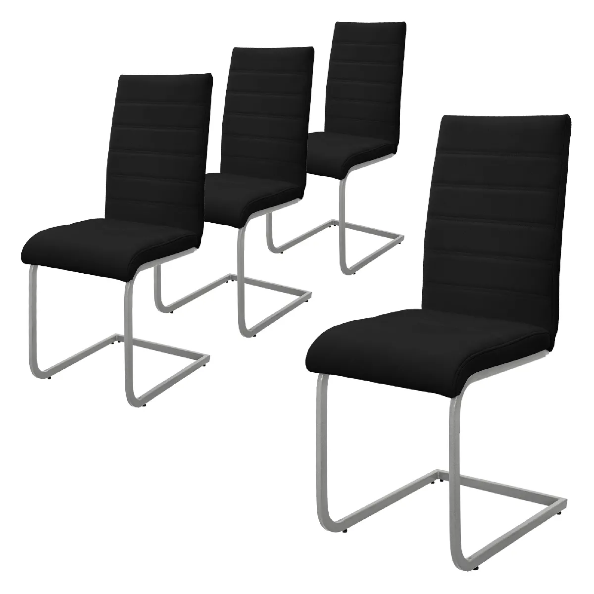 ML-Design Chaises cantilever - Noir - Lot de 4 ML-Design Chaises cantilever - Noir - Lot de 4