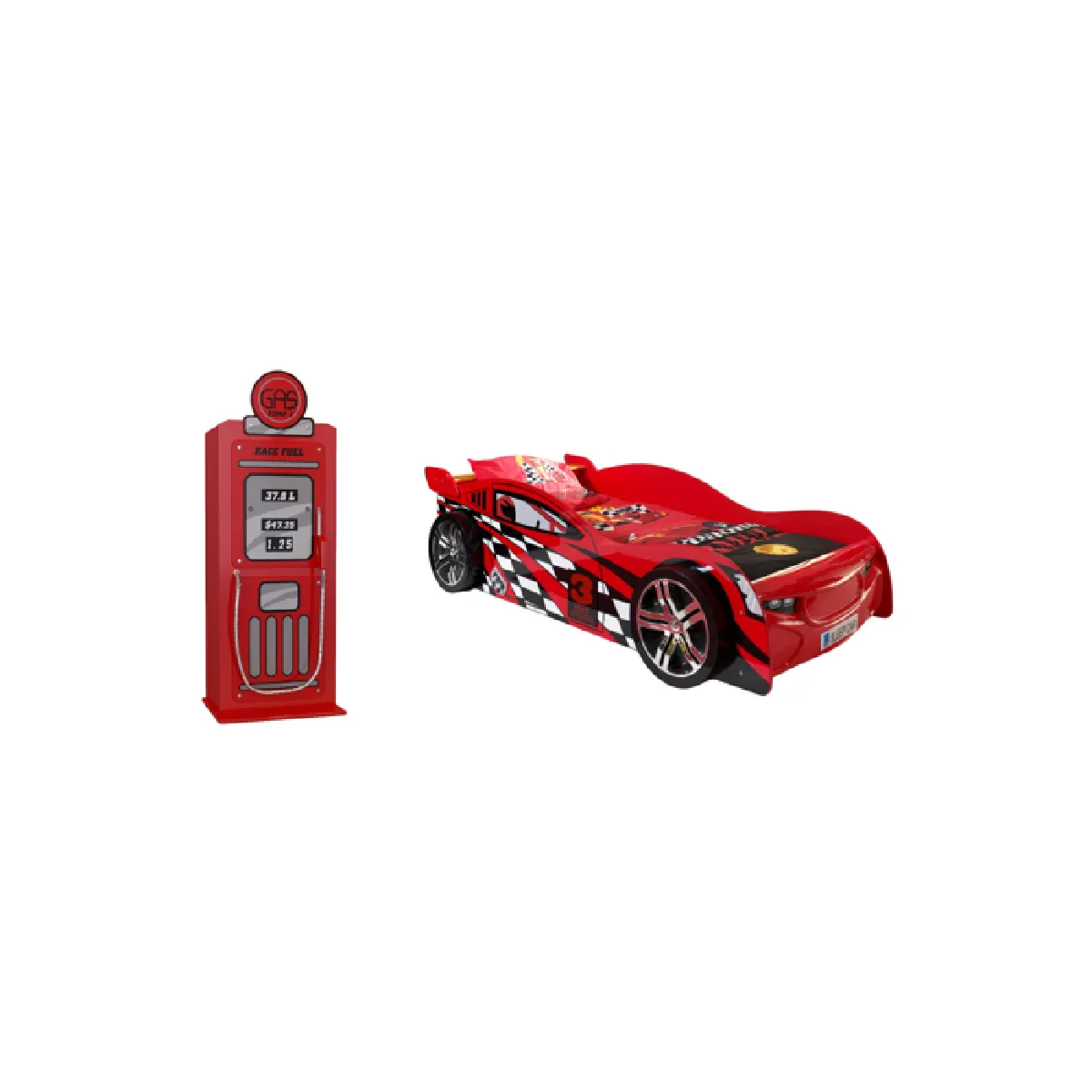 Vipack Chambre enfant lit voiture - Rouge Vipack Chambre enfant lit voiture - Rouge