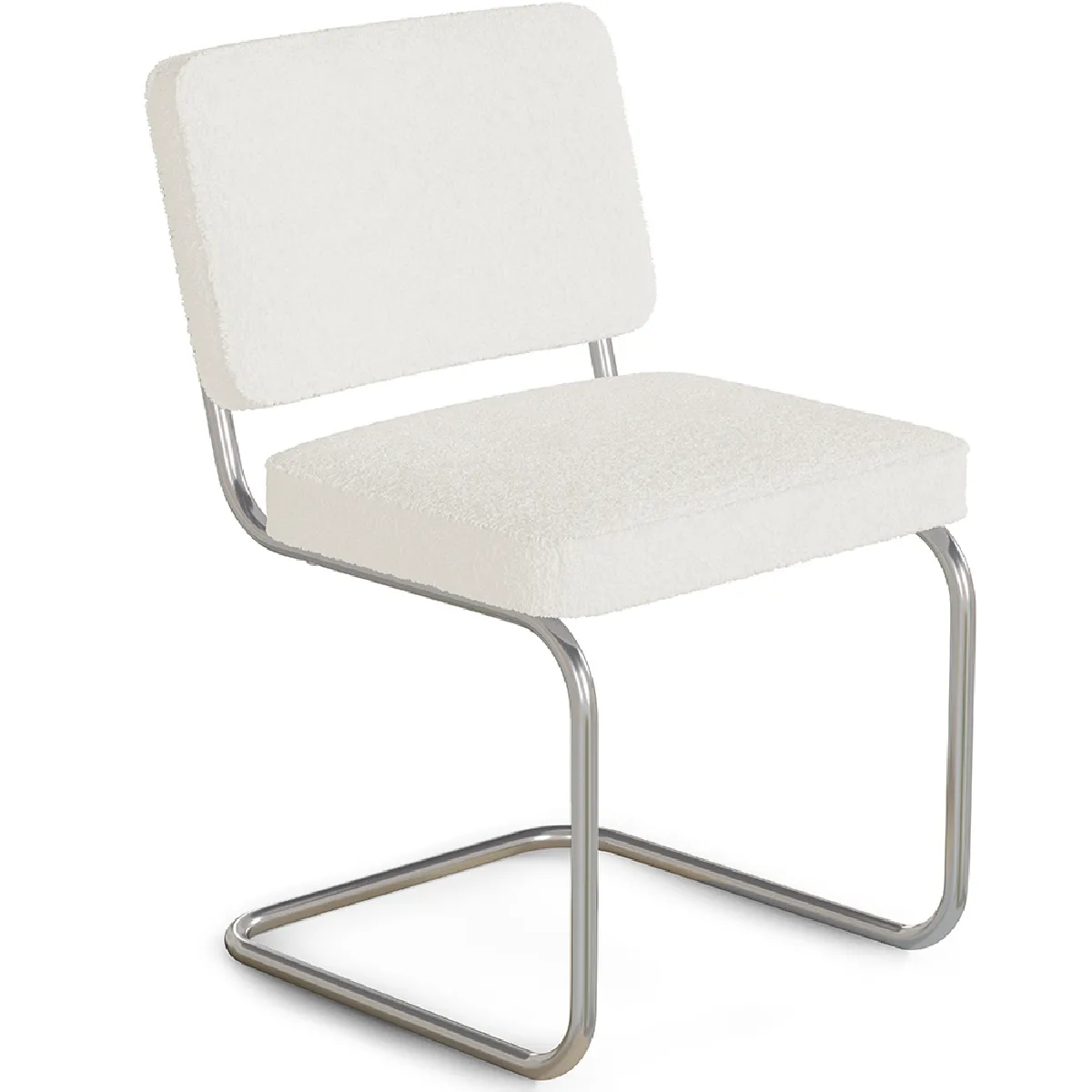 Chaise de salle à manger En Bouclette Fausse Fourrure Tapissée - Boucles Blanches - Henr Blanc