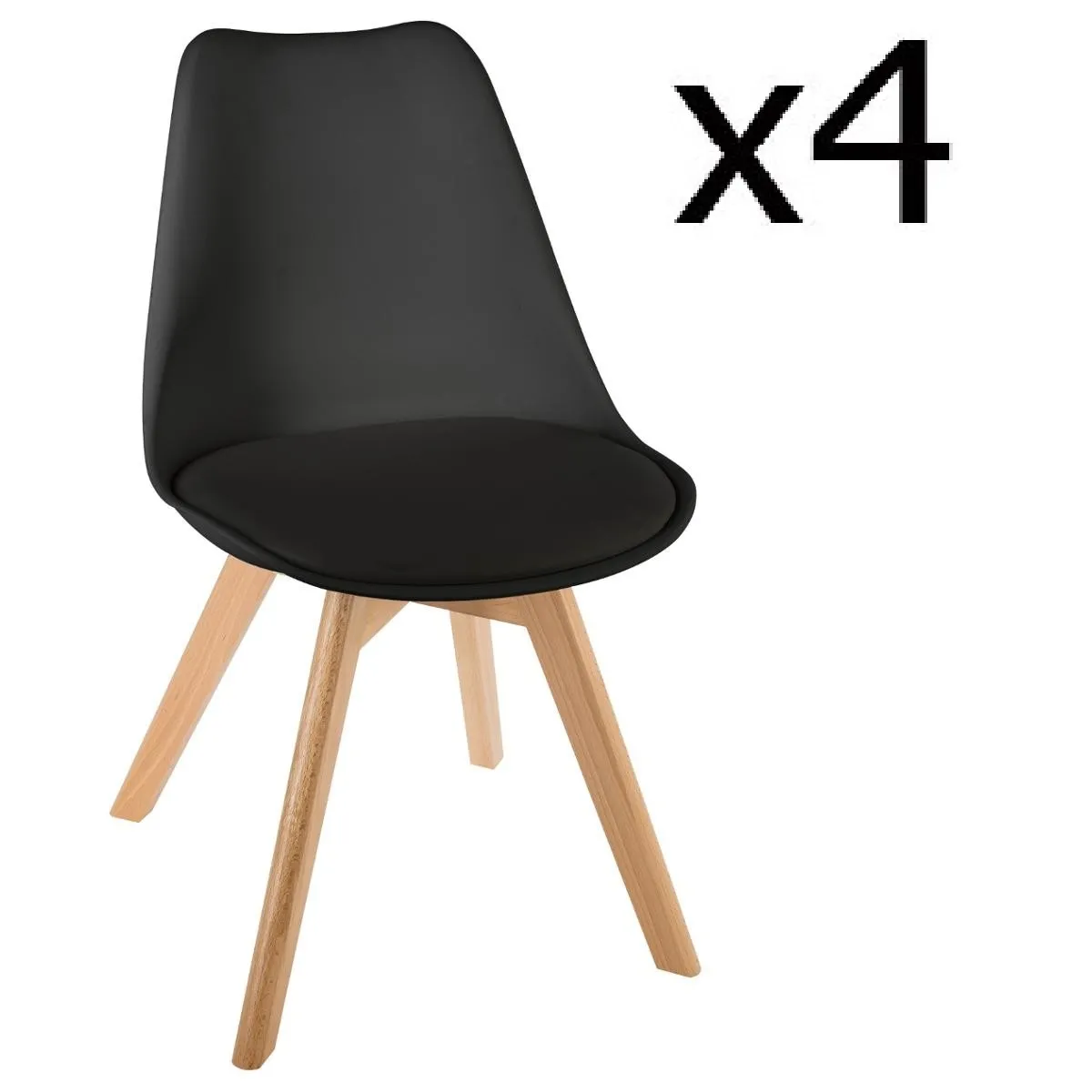 Pegane Lot de 4 Chaises Polypropylène - Noir