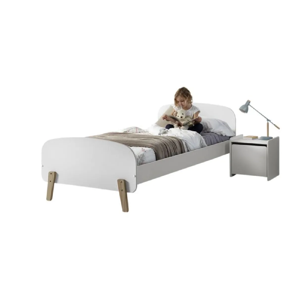 Vipack Chambre enfant lit 1 place + chevet - Marron Vipack Chambre enfant lit 1 place + chevet - Marron