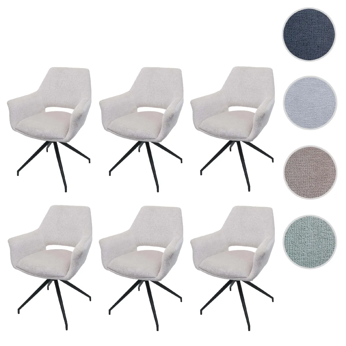 Mendler Lot de 6 chaises de salle à manger HWC-M53 - Crème-blanc Mendler Lot de 6 chaises de salle à manger HWC-M53 - Crème-blanc