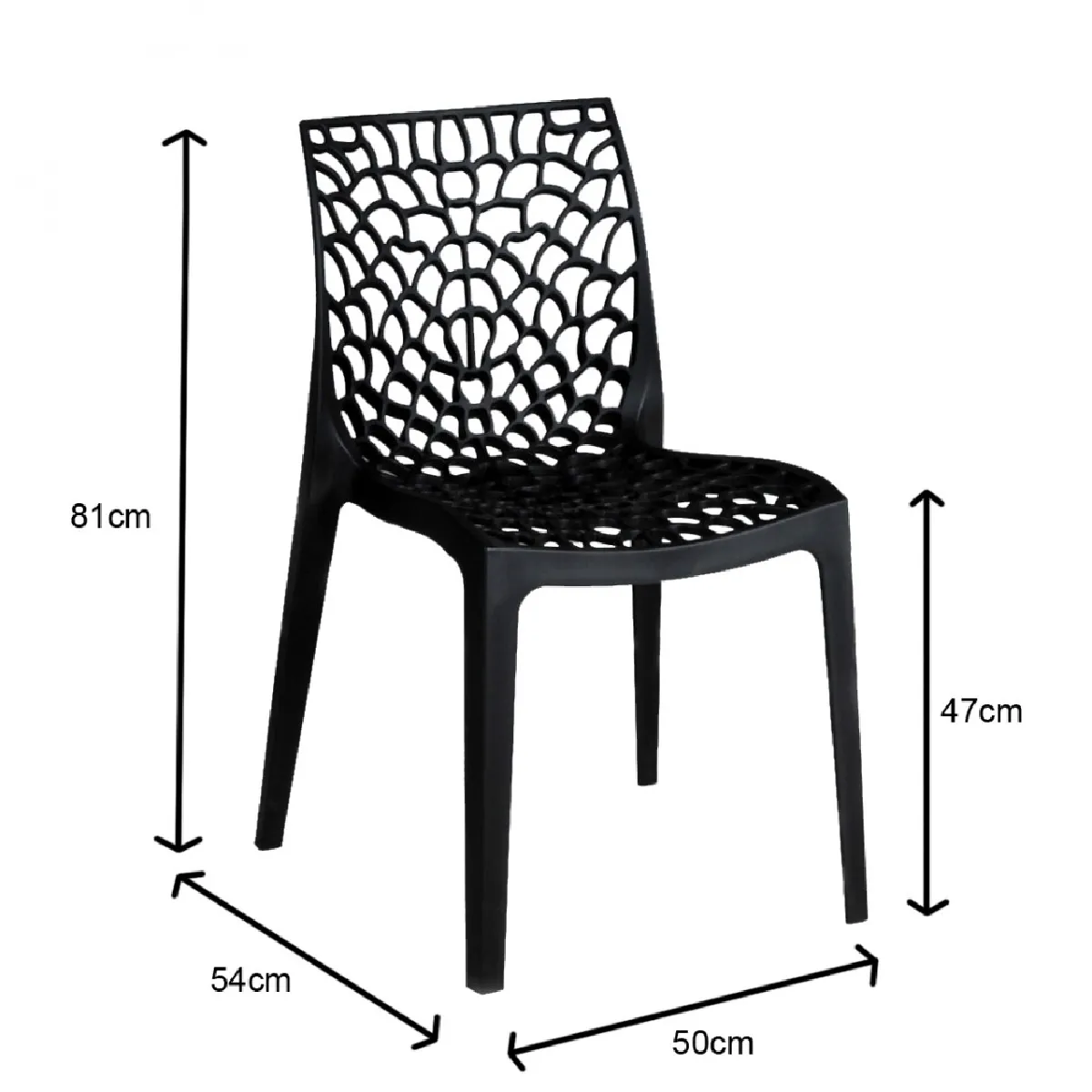 Lot de 4 chaises empilables TELA / Noir Lot de 4 chaises empilables TELA / Noir