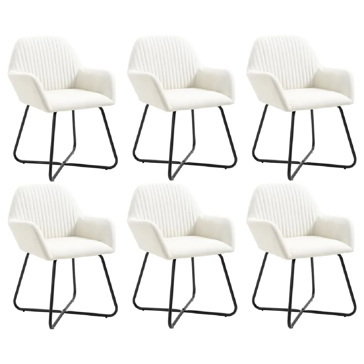 vidaXL Chaises à manger Tissu crème Lot de 6 - vue 2