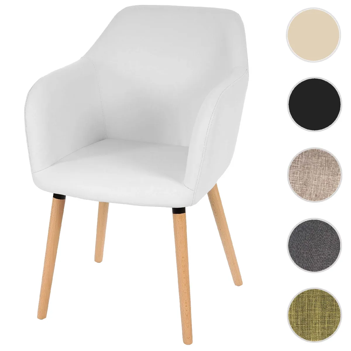 Mendler Malmö T381 - Chaise rétro années 50 - Blanc Similicuir