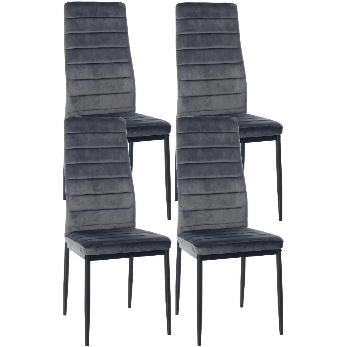 DécoShop26 Chaises velours Lot de 4 - vue 2