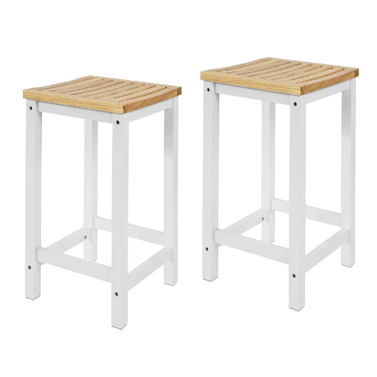 SoBuy Lot de 2 Tabourets Bois Repose-Pieds