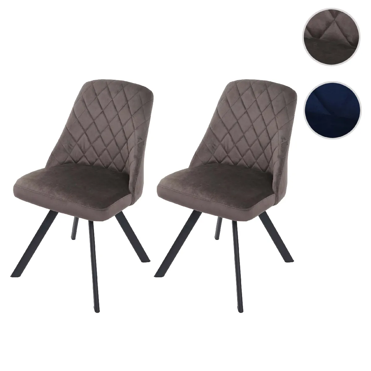 Mendler Chaises HWC-K25 Velours Brun Mendler Chaises HWC-K25 Velours Brun