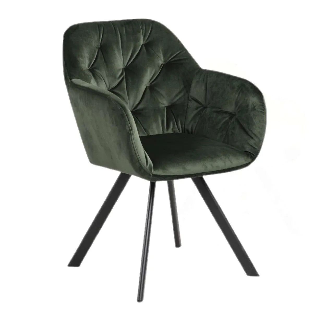 Fauteuils de table Antoine en tissu avec accoudoir - Vert