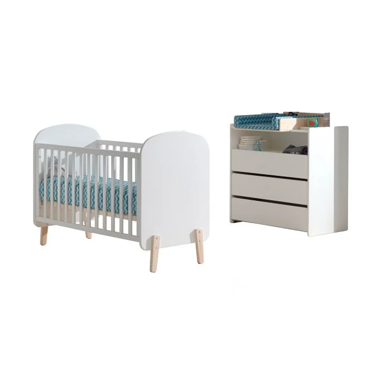 Vipack Chambre bébé lit + commode - Blanc Vipack Chambre bébé lit + commode - Blanc