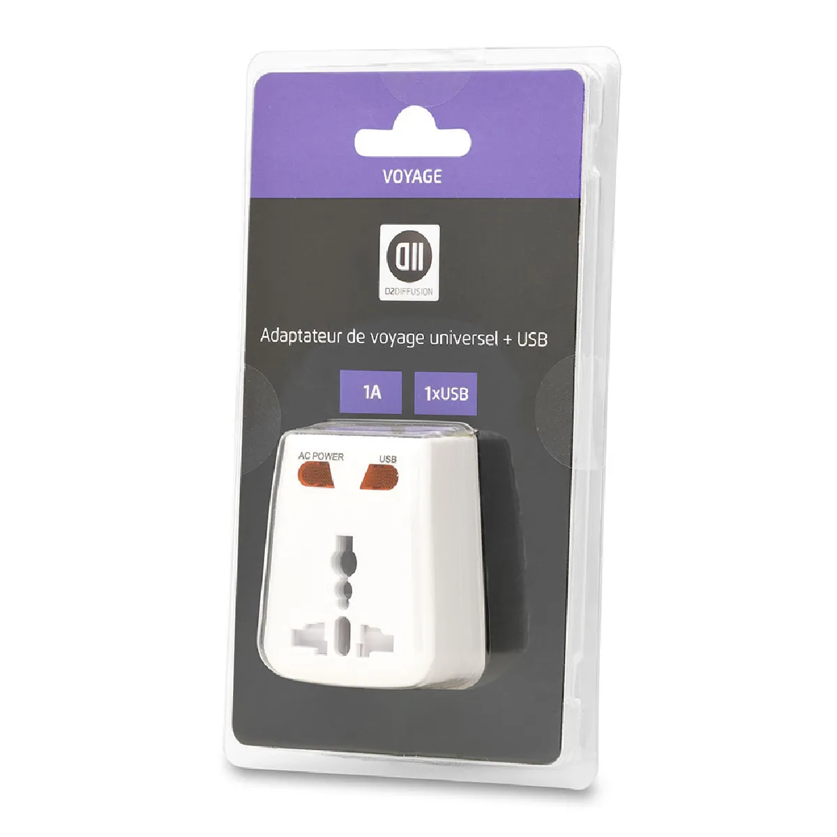 D2 Diffusion Adaptateur Multi Pays Avec 1 Usb 1A - Image 4