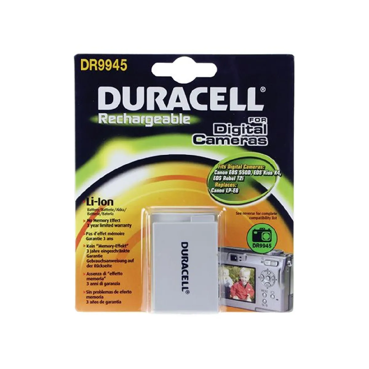 Batterie Duracell DR9945 1020 mAh 7,4 V Lithium-Ion pour Appareil Photo - Image 3
