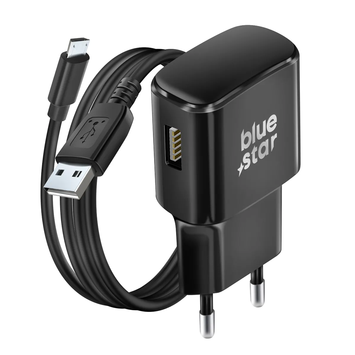 Bluestar Noir Chargeur Secteur Usb 2A + Micro-Usb