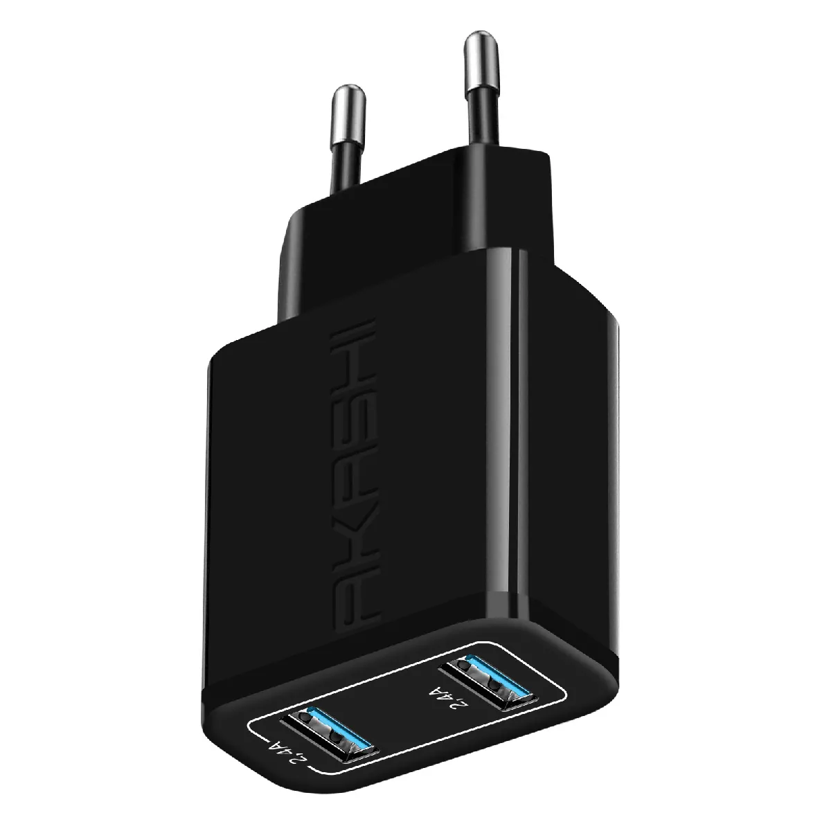 AKASHI  Chargeur Secteur 2.4A 2xUSB Noir