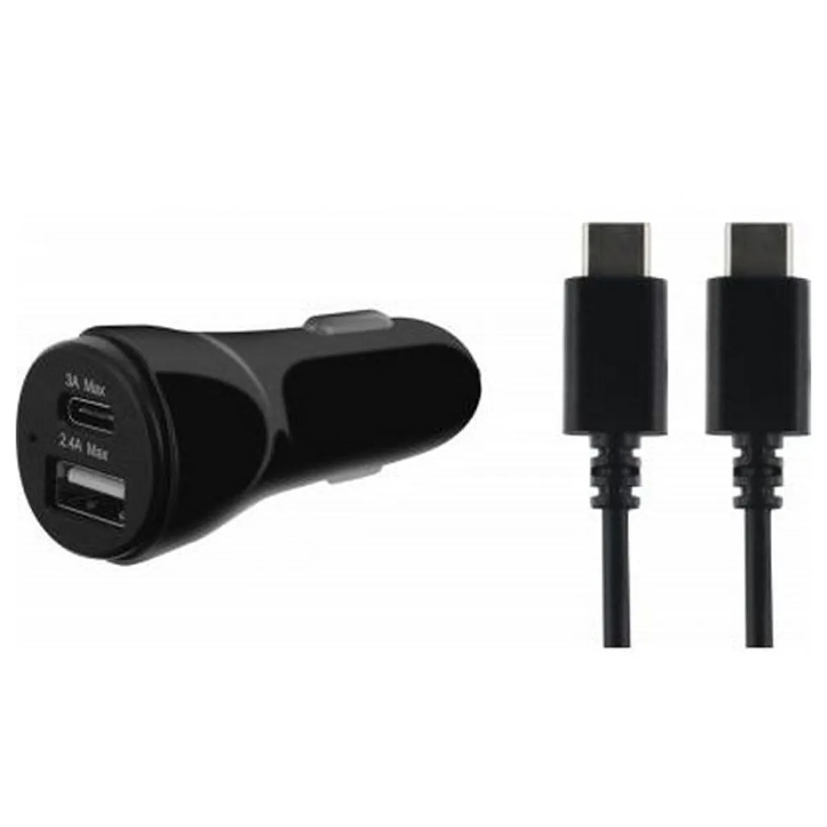 Bigben Noir Connected Chargeur Allume-Cigare Avec Câble Usb C/Usb C
