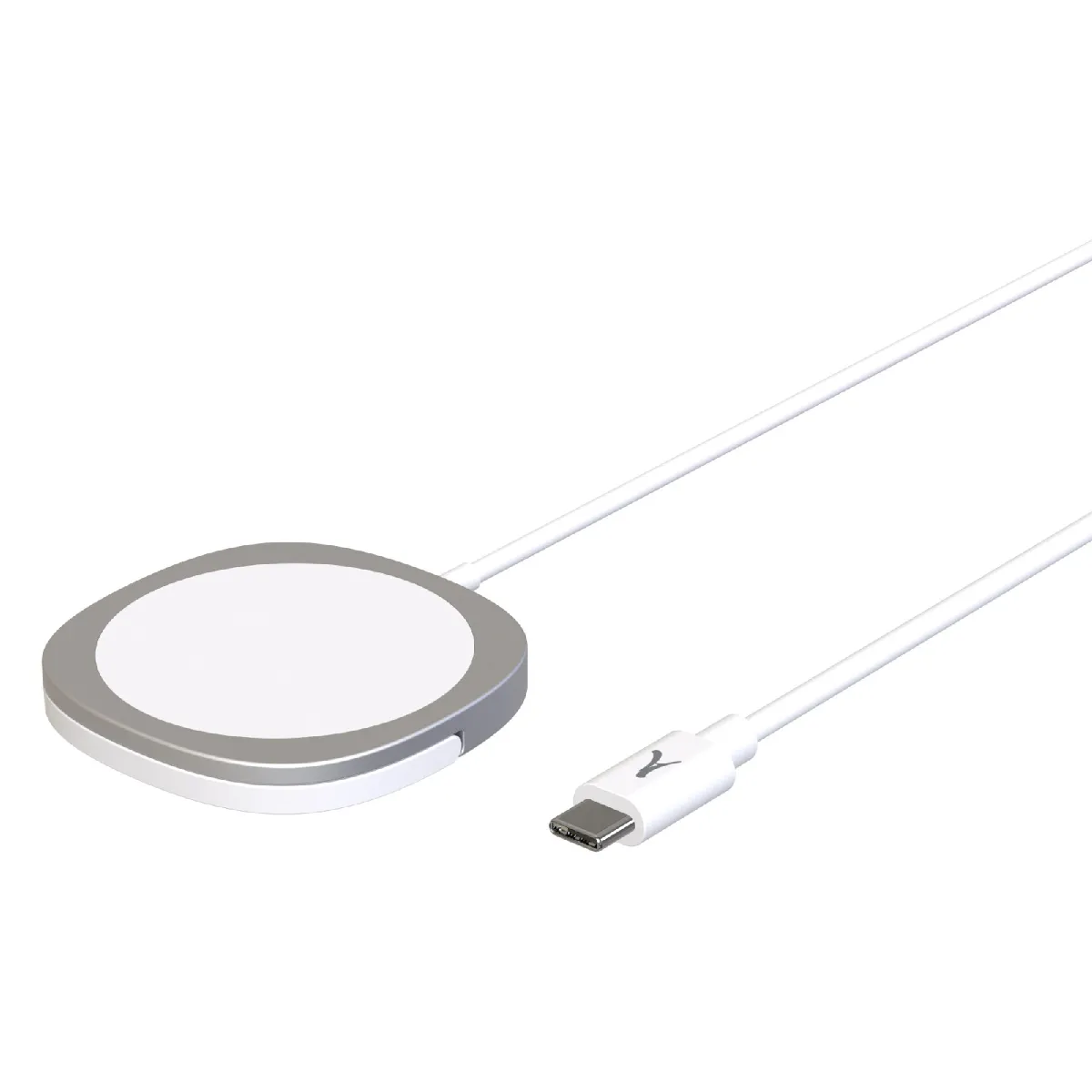 Akashi Blanc Chargeur Induction 15W Fixation Magnétique Magsafe Fonction Stand