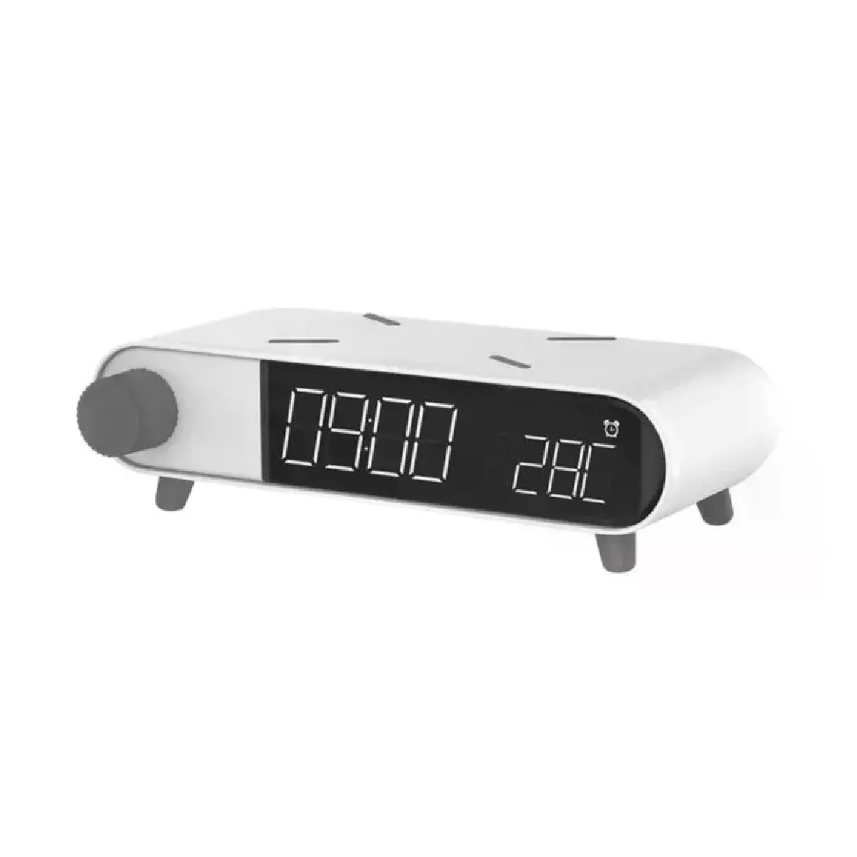 KSIX Montre-R&eacute;veil avec Chargeur sans Fil  Retro Blanc 10 W