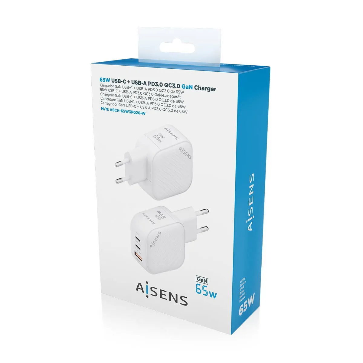 Aisens Blanc Chargeur Mural 65W