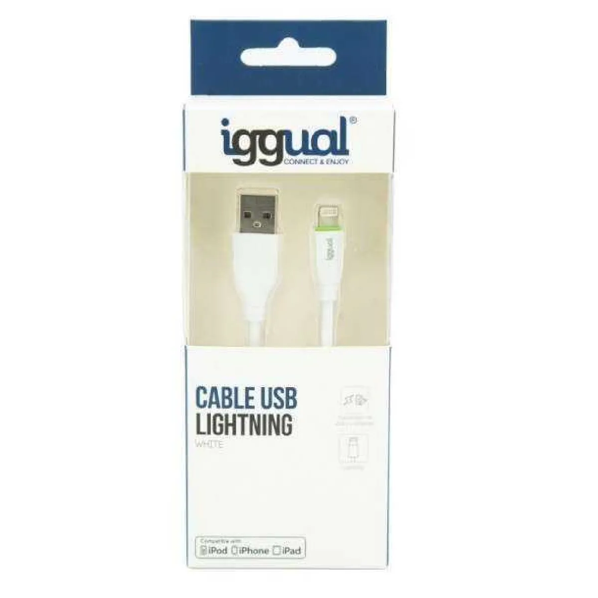 Iggual Blanc Câble Usb-A Vers Lightning - 1 M