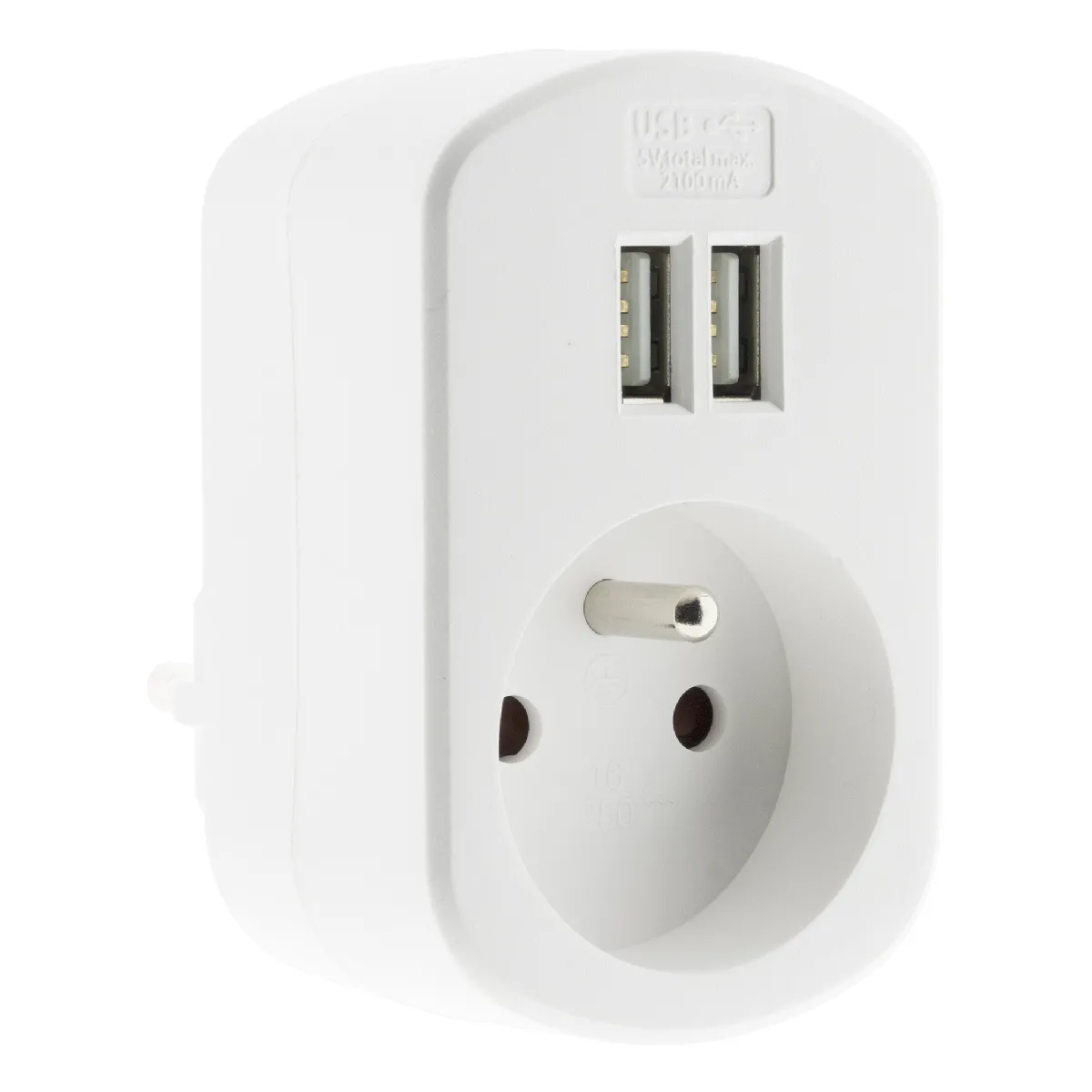 Lifedom Blanc Prise 16A 2P+T + 2 Ports Usb 3,4A - Zenitech - Image 3
