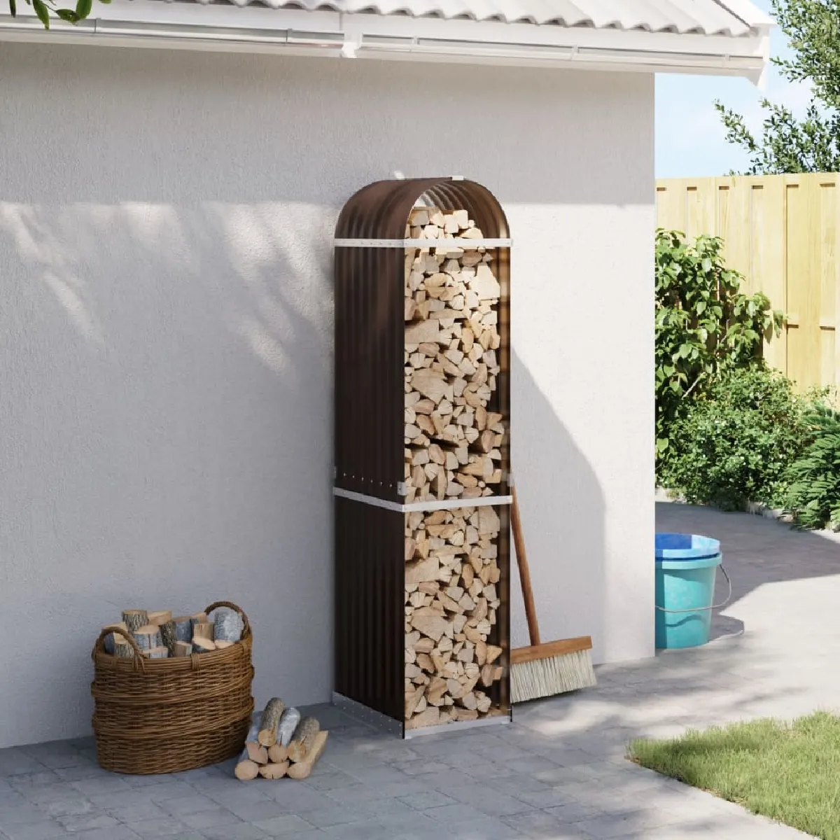 vidaXL Porte bûches 40x45x170 cm acier galvanisé