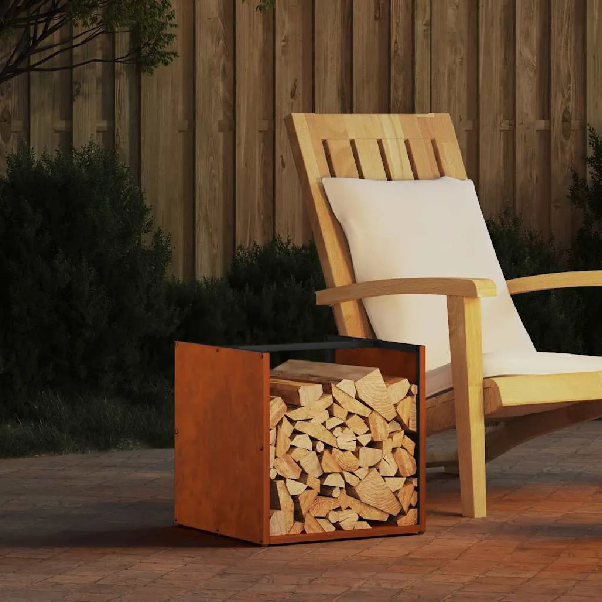 VidaXL Étagère à bois 40x40x40 cm acier résistant aux intempéries support à bûches de cheminée support à bûches support à 864254 - vue 3