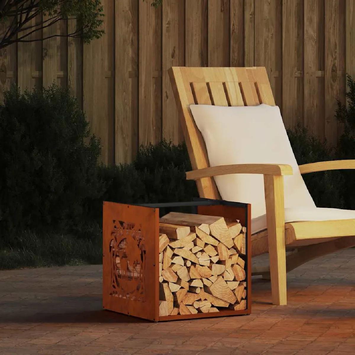 VidaXL Étagère à bois 40x40x40 cm acier résistant aux intempéries support à bûches de cheminée support à bûches support à 864254 - vue 2