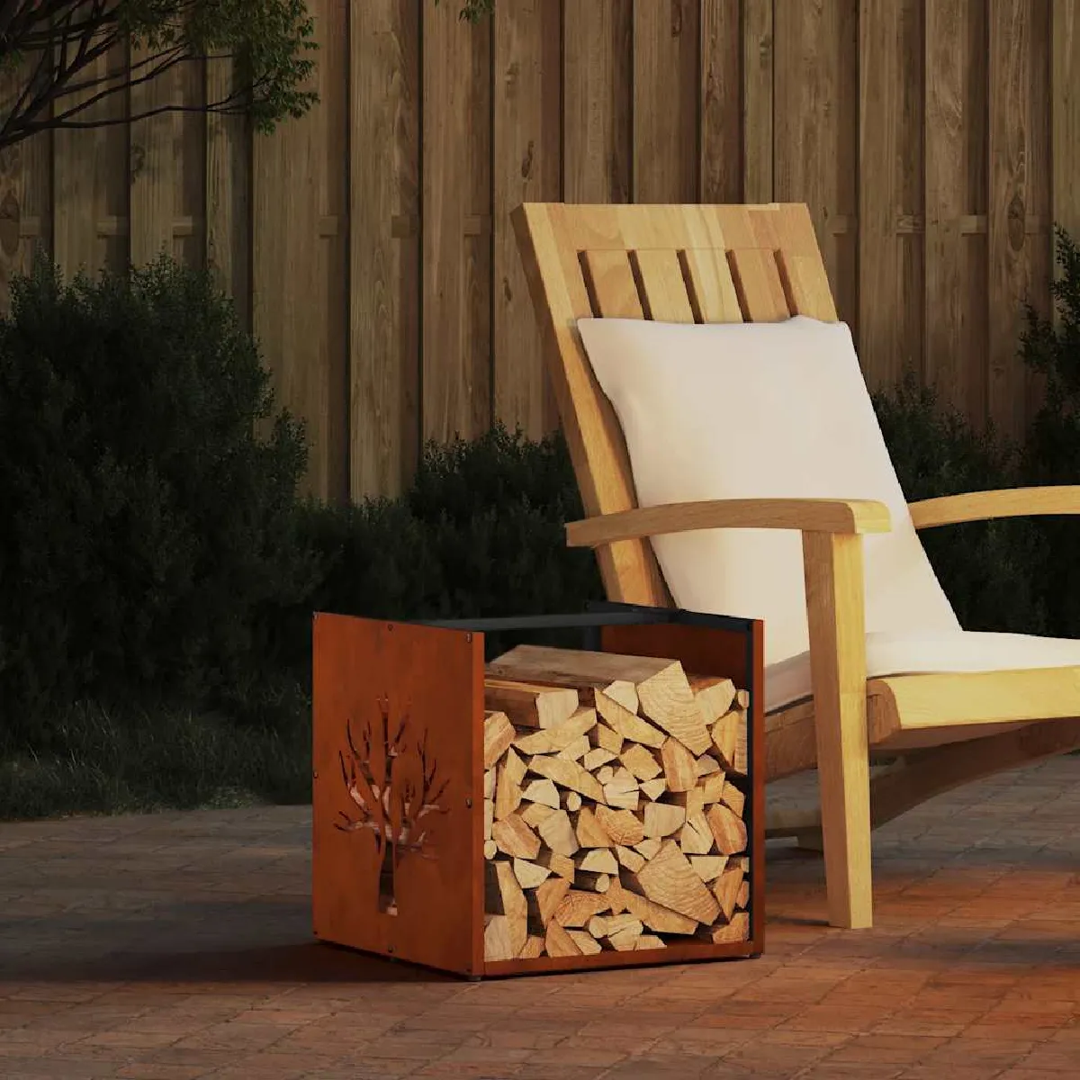 VidaXL Étagère à bois 40x40x40 cm acier résistant aux intempéries support à bûches de cheminée support à bûches support à 864254 - vue 4