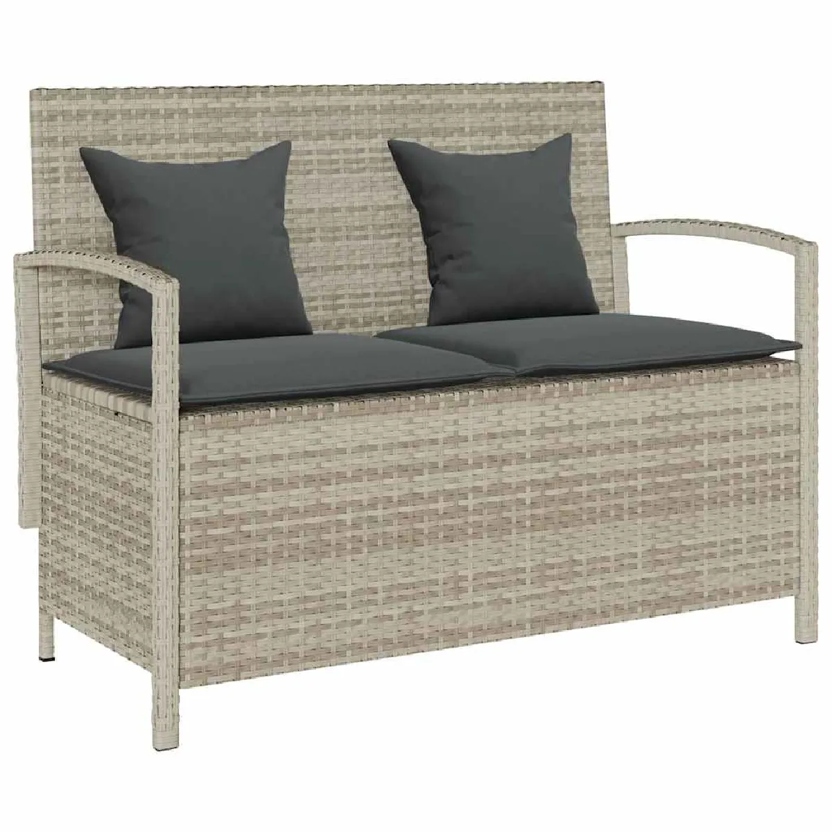 vidaXL Banc de rangement de jardin avec coussin polyrotin - vue 2