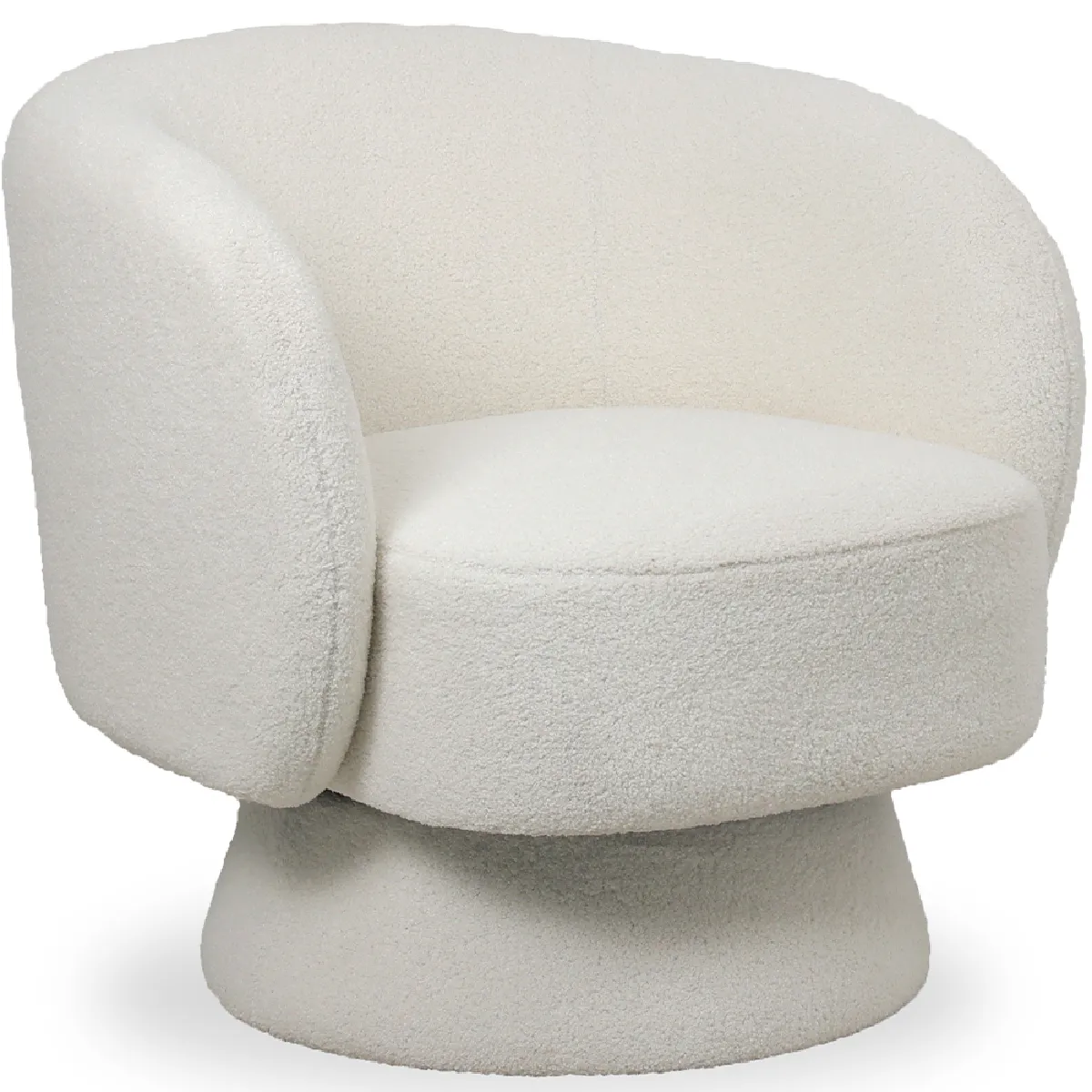 Fauteuil Tapissé en Tissu Bouclé - Design Courbé - Dresa Blanc Fauteuil Tapissé en Tissu Bouclé - Design Courbé - Dresa Blanc