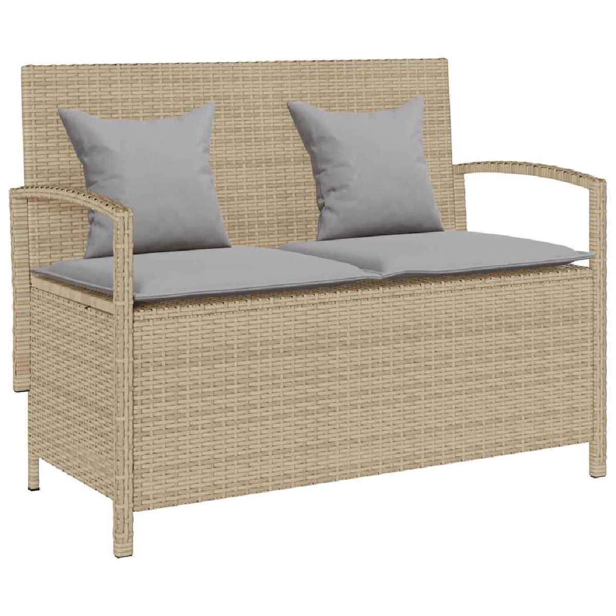 vidaXL Banc de rangement de jardin avec coussin résine tressée