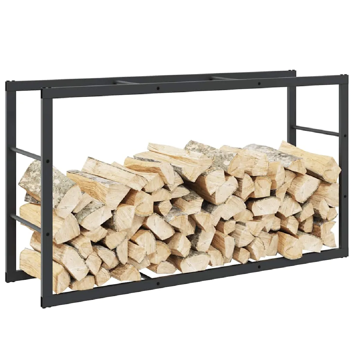 vidaXL Portant de bois de chauffage 110x30x61 cm acier porte bûches étagère à bois support de stockage de bois de 4018466 - vue 2