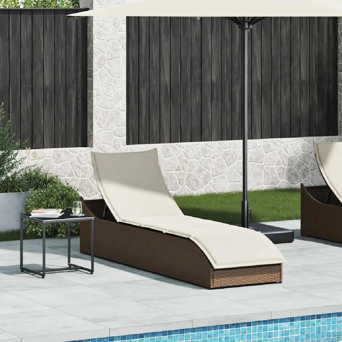 VIDAXL - Chaise longue pliante - Résine tressée - Marron - Image 3