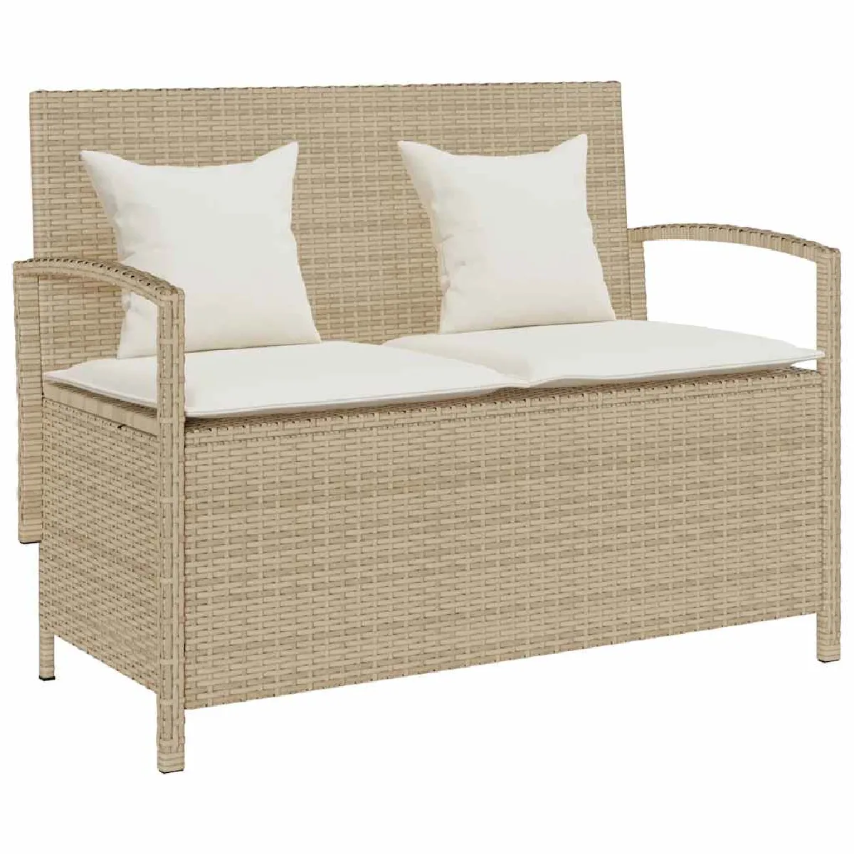 vidaXL Banc de rangement de jardin avec coussin résine tressée - vue 2