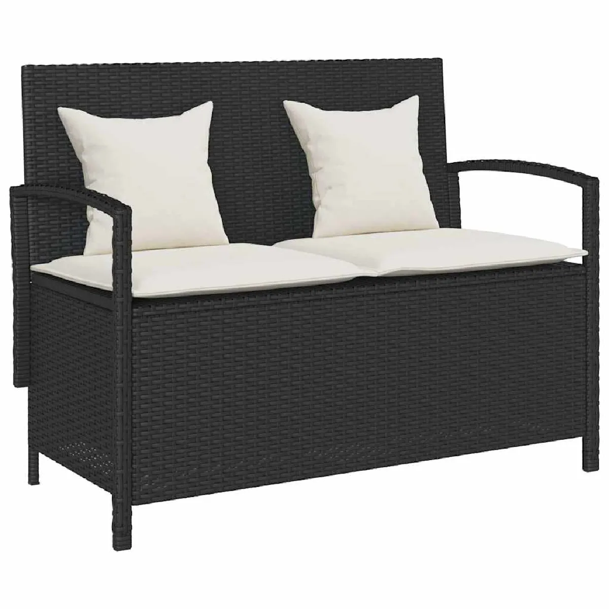 vidaXL Banc de rangement de jardin avec coussin résine tressée - vue 4